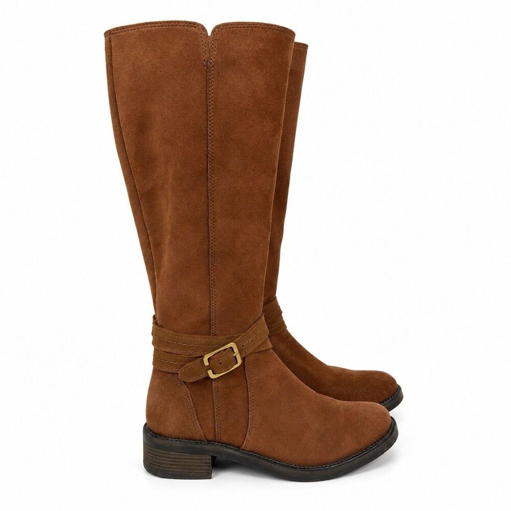 Clarks Collection Knee High Boots Womens 6 Brown Suede Riding Equestrian Boho